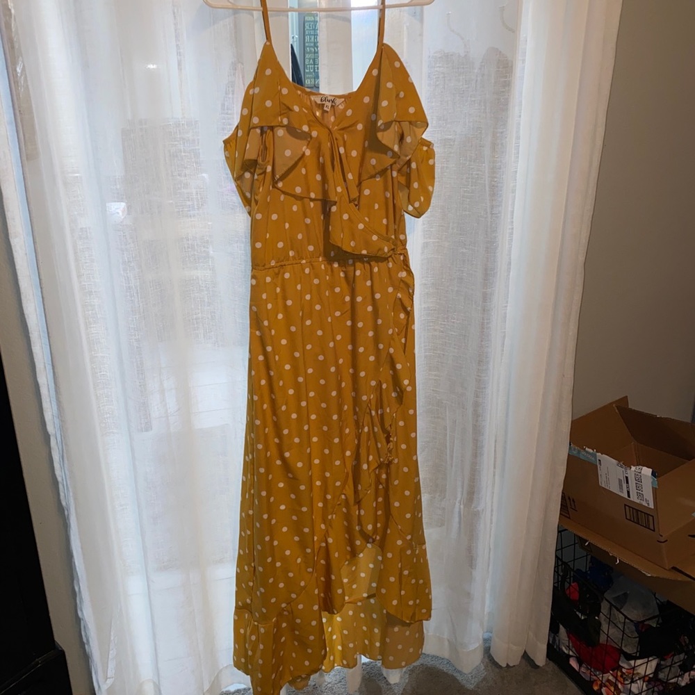 High-low gold dress